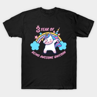 3 year of being Awesome Unicorn T-Shirt